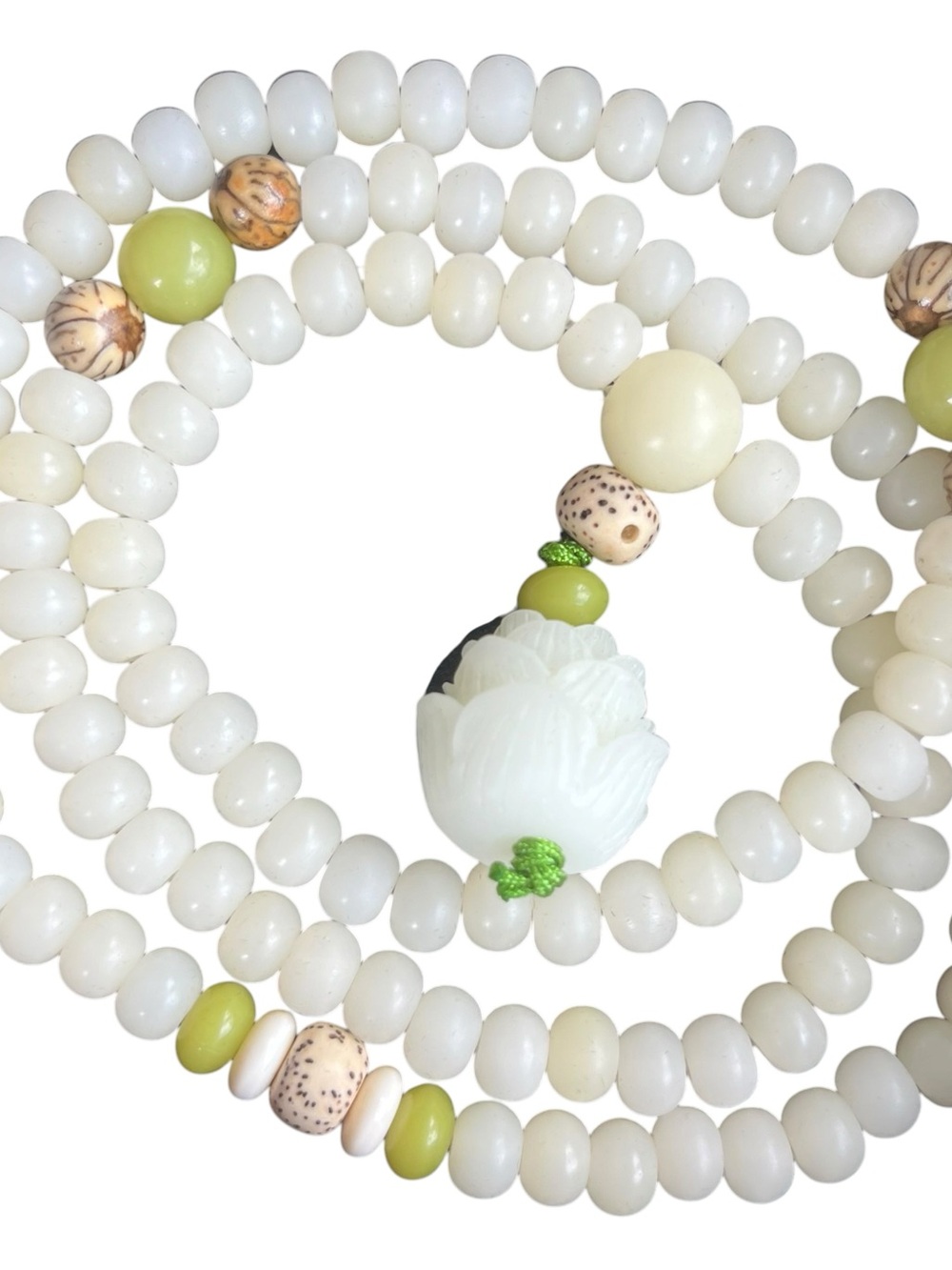 Buddha Stones White Jade Lotus Mala Harmony Necklace Bracelet
- Women Jewelry